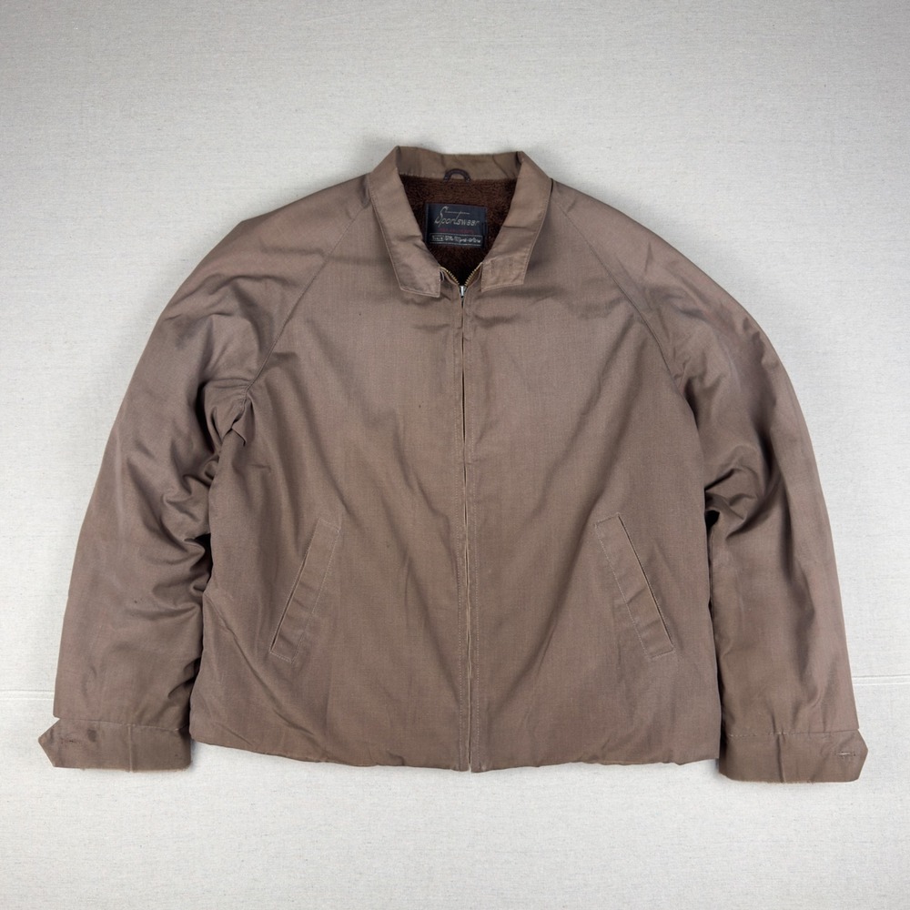 Vtg Sears Sportswear Jacket Men's‎ L Brown 50s 60s Pile Lined Bomber Harrington